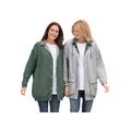 Plus Size Women's Fleece Nylon Reversible Jacket by Woman Within in Pine Heather Grey (Size 6X) Rain Jacket