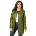 Plus Size Women's Three-Quarter Leather Jacket by Jessica London in Moss Green (Size 16 W)