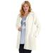 Plus Size Women's Hooded Cable Cardigan by Soft Focus in Ivory (Size L)