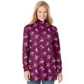 Plus Size Women's Perfect Printed Long-Sleeve Turtleneck Tee by Woman Within in Deep Claret Rose Ditsy Bouquet (Size 2X) Shirt