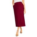 Plus Size Women's Tummy Control Bi-Stretch Midi Skirt by Jessica London in Rich Burgundy (Size 28 W)