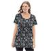 Plus Size Women's Perfect Printed Short-Sleeve Scoopneck Tee by Woman Within in Black Bandana Paisley (Size 2X) Shirt
