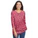 Plus Size Women's Perfect Printed Three-Quarter Sleeve V-Neck Tee by Woman Within in Rose Pink Bandana Paisley (Size 42/44) Shirt