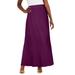 Plus Size Women's Stretch Knit Maxi Skirt by The London Collection in Dark Berry (Size 18/20) Wrinkle Resistant Pull-On Stretch Knit