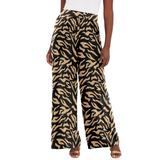 Plus Size Women's Stretch Knit Wide Leg Pant by The London Collection in Natural Abstract Zebra (Size 18/20) Wrinkle Resistant Pull-On Stretch Knit