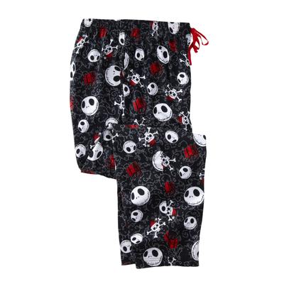 Men's Big & Tall Licensed Novelty Pajama Pants by KingSize in Nightmare Before Skulls (Size 7XL) Pajama Bottoms