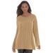 Plus Size Women's Cable Sweater Tunic by Jessica London in Soft Camel (Size L)