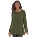 Plus Size Women's Cable Sweater Tunic by Jessica London in Dark Olive Green (Size S)