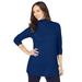 Plus Size Women's Cotton Cashmere Turtleneck by Jessica London in Evening Blue (Size 42/44) Sweater