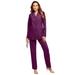 Plus Size Women's Ten-Button Pantsuit by Roaman's in Dark Berry (Size 20 W)