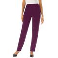 Plus Size Women's Crease-Front Knit Pant by Roaman's in Dark Berry (Size 14 W) Pants