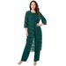 Plus Size Women's Three-Piece Lace Duster & Pant Suit by Roaman's in Emerald Green (Size 34 W)