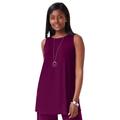 Plus Size Women's Stretch Knit Tunic Tank by The London Collection in Dark Berry (Size 12) Wrinkle Resistant Stretch Knit Long Shirt