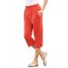 Plus Size Women's Soft Knit Capri Pant by Roaman's in Copper Red (Size 4X) Pull On Elastic Waist