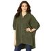 Plus Size Women's Button-Down Textured Knit Tunic. by Roaman's in Dark Olive Green (Size 26/28)