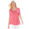 Plus Size Women's Stretch Cotton Peplum Tunic by Jessica London in Tea Rose (Size 30/32) Top