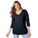 Plus Size Women's Layered Knit Top by Jessica London in Black (Size M)