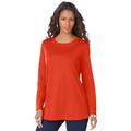 Plus Size Women's Long-Sleeve Crewneck Ultimate Tee by Roaman's in Copper Red (Size 3X) Shirt