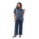 Plus Size Women's Asymmetrical Overlay Ultrasmooth® Fabric Top. by Roaman's in Navy Layered Leaves (Size 26/28)
