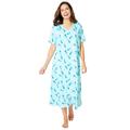 Plus Size Women's Long Print Sleepshirt by Dreams & Co. in Pale Ocean Cat (Size 7X/8X) Nightgown