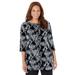 Plus Size Women's AnyWear Tunic by Catherines in Black Paisley (Size 5X)