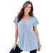 Plus Size Women's Flutter-Sleeve Sweetheart Ultimate Tee by Roaman's in Pale Blue (Size 26/28) Long T-Shirt Top