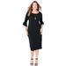 Plus Size Women's Ruffle Sleeve Shift Dress by Catherines in Black (Size 1X)