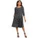 Plus Size Women's Three-Quarter Sleeve T-shirt Dress by Jessica London in Black Giraffe Print (Size 28 W)
