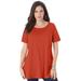 Plus Size Women's Swing Ultimate Tee with Keyhole Back by Roaman's in Copper Red (Size L) Short Sleeve T-Shirt