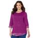 Plus Size Women's Impossibly Soft Duet Tunic by Catherines in Berry Pink Paisley (Size 0X)