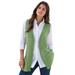 Plus Size Women's Fine Gauge Drop Needle Sweater Vest by Roaman's in Green Sage (Size 4X)