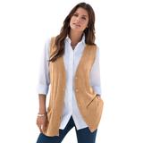 Plus Size Women's Fine Gauge Drop Needle Sweater Vest by Roaman's in Soft Camel (Size 2X)