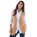 Plus Size Women's Fine Gauge Drop Needle Sweater Vest by Roaman's in Soft Camel (Size 2X)