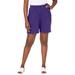 Plus Size Women's Soft Ease Knit Shorts by Jessica London in Midnight Violet (Size 1X)