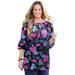 Plus Size Women's Liz&Me® Keyhole Top by Liz&Me in Black Multi Floral (Size 5X)