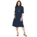Plus Size Women's Mockneck Trapeze Dress by Jessica London in Navy (Size 26/28)