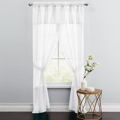 Wide Width BH Studio Sheer Voile 5-Pc. One-Rod Curtain Set by BH Studio in Eggshell (Size 96
