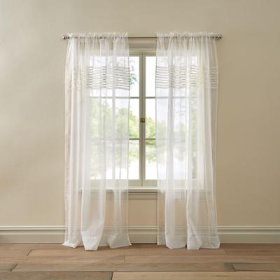 Wide Width BH Studio Sheer Voile Pleated Rod-Pocket Panel by BH Studio in Eggshell (Size 56