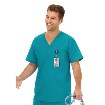 Men's Big & Tall Unisex One Pocket Scrub Top by Fundamentals in Teal (Size 3X)