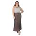 Plus Size Solid Color Sheer Overlay Elastic Waist Dressy Maxi Skirt