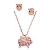 Kate Spade Jewelry | Kate Spade Imagination Flying Pig Pave Pendant Necklace & Earrings Set | Color: Gold/Pink | Size: Os