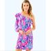 Lilly Pulitzer Dresses | Lilly Pulitzer Amante One Shoulder 100% Silk Jersey Dress In Size Xs | Color: Blue/Pink | Size: Xs