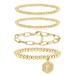 Free People Jewelry | Gold Beaded F Bracelets Set | Color: Gold/White | Size: Os