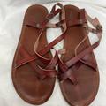 American Eagle Outfitters Shoes | American Eagle Outfitters Leather Flat Sandals Ladies Sz 10 | Color: Brown | Size: 10