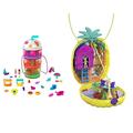 Polly Pocket HFP99 - Ausklappspaß-Schatulle Fruchtsmoothie, Spielset in Form eines tropischen Fruchtsmoothies & Tropicool Pineapple Wearable Purse Compact, 8 Fun Features