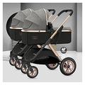 Twin Baby Pram Stroller Double Infant Stroller Toddler Stroller for Twins Side by Side,Foldable Double Seat Tandem Stroller High Landscape Reversible Easy Foldable Pushchair (Color : Gray)