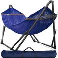 Tranquillo Double Hammock with Stand Included 30 Seconds Set Up for 2 Persons/Foldable Hammock Stand 550 lbs Capacity Portable Case, Inhouse, Outdoor, Camping, Blue
