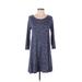 Gap Casual Dress - A-Line Scoop Neck 3/4 sleeves: Blue Color Block Dresses - Women's Size X-Small