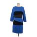 Carlisle Casual Dress - Sheath Crew Neck 3/4 sleeves: Blue Color Block Dresses - Women's Size 6