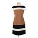 Nine West Casual Dress - Sheath Crew Neck Short sleeves: Tan Color Block Dresses - Women's Size 2